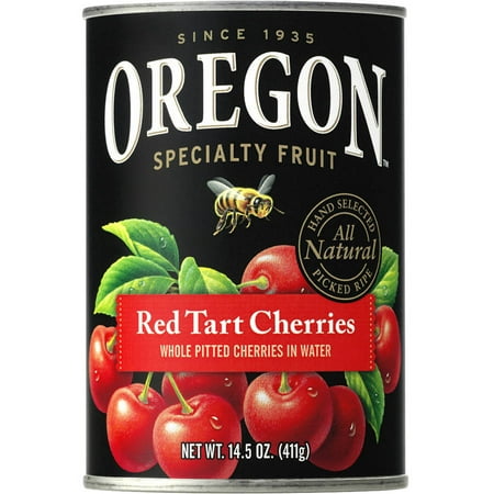 Oregon Fruit Pitted Red Tart Cherries in Water Natural 14.5 Oz Can