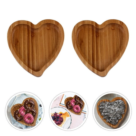 Supvox 2pcs Wooden Heart Platter for Jewelry Holder in Bedroom