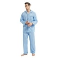 thumbnail image 4 of GLOBAL Men's Cotton Notch Collar Pajama Set with Pockets, 2-Piece, Sizes S to 3XL, 4 of 5