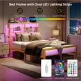 thumbnail image 3 of Bestier Full Size Bed Frame with LED Headboard & Charging Station, Metal Platform Bed with 15.7'' Large Under Bed Storage, Gold, 3 of 10