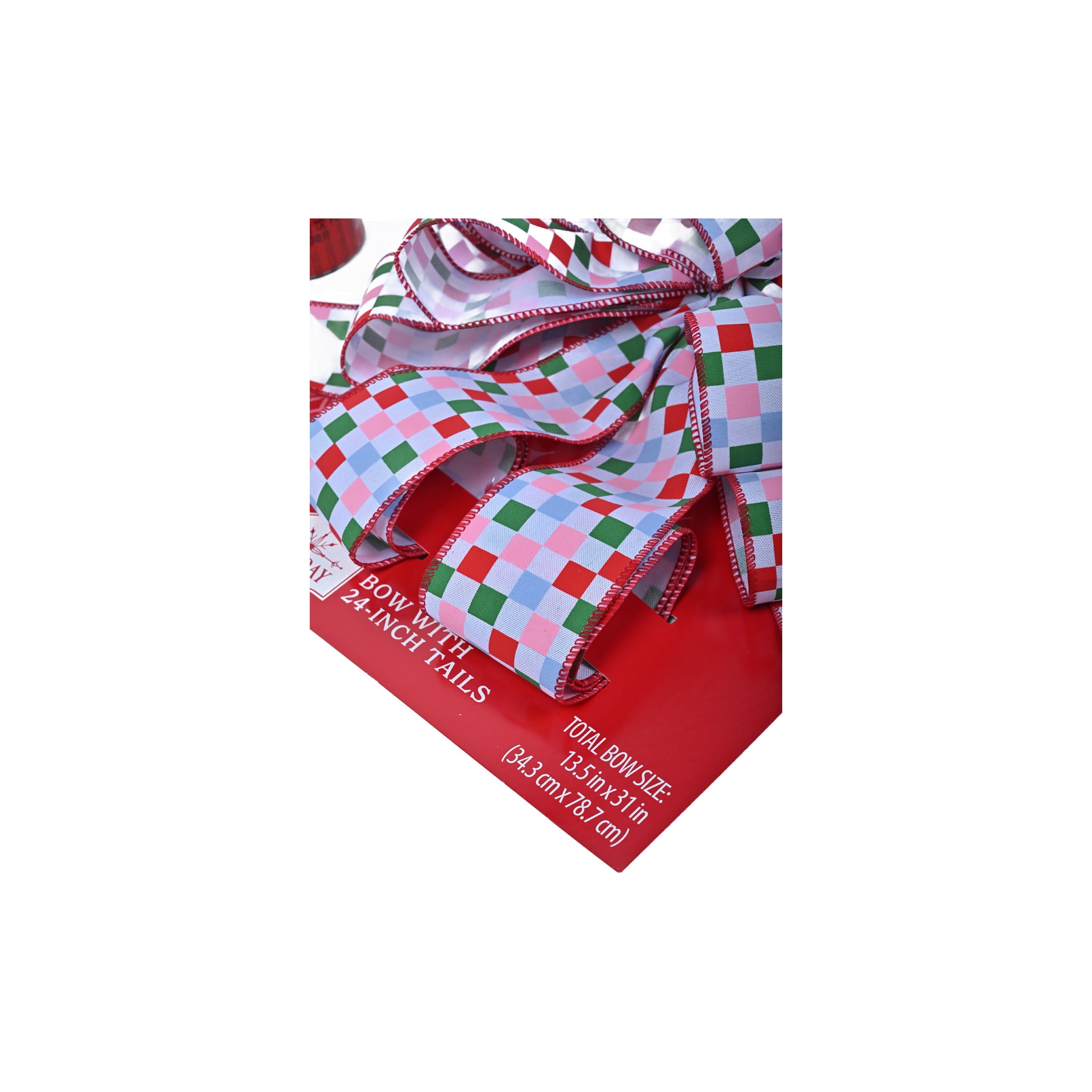 Multicolor Checked Decorative Christmas Bow, by Holiday Time