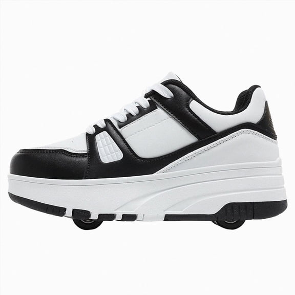 enyan Roller Skate Shoes for Kids Girls Boys Detachable Wheeled Fashion Sneakers (Little Kid/Big Kid) Black,6
