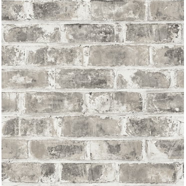 Brewster Jomax Grey Warehouse Brick Paste The Wall Non Woven Wallpaper, 20.5-in by 33-ft, 56.4 sq. ft.