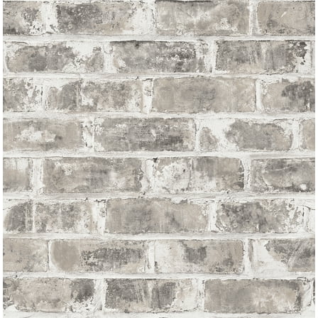 Brewster Jomax Grey Warehouse Brick Paste The Wall Non Woven Wallpaper, 20.5-in by 33-ft, 56.4 sq. ft.