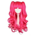 thumbnail image 1 of Peluca de Cabello Humano Unique Bargains 28' Rosa Rojo Rizado con Gorro, 1 of 6