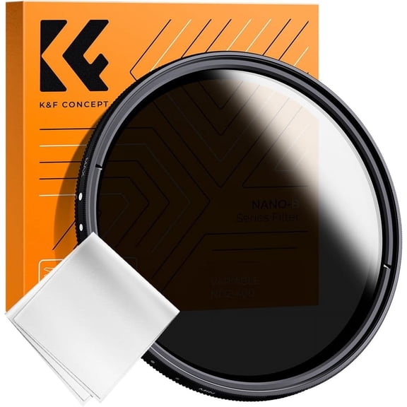 K&F CONCEPT 40.5mm ND2-ND400 (9 Stops) Variable ND Filter Neutral Density Adjustable Filter Compatible with Canon Nikon DSLR Cameras   Cleaning Cloth