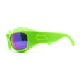 thumbnail image 3 of Trendy Fashion Curved Wrap Sport Thick Plastic Sunglasses Green - Blue Mirror, 3 of 4