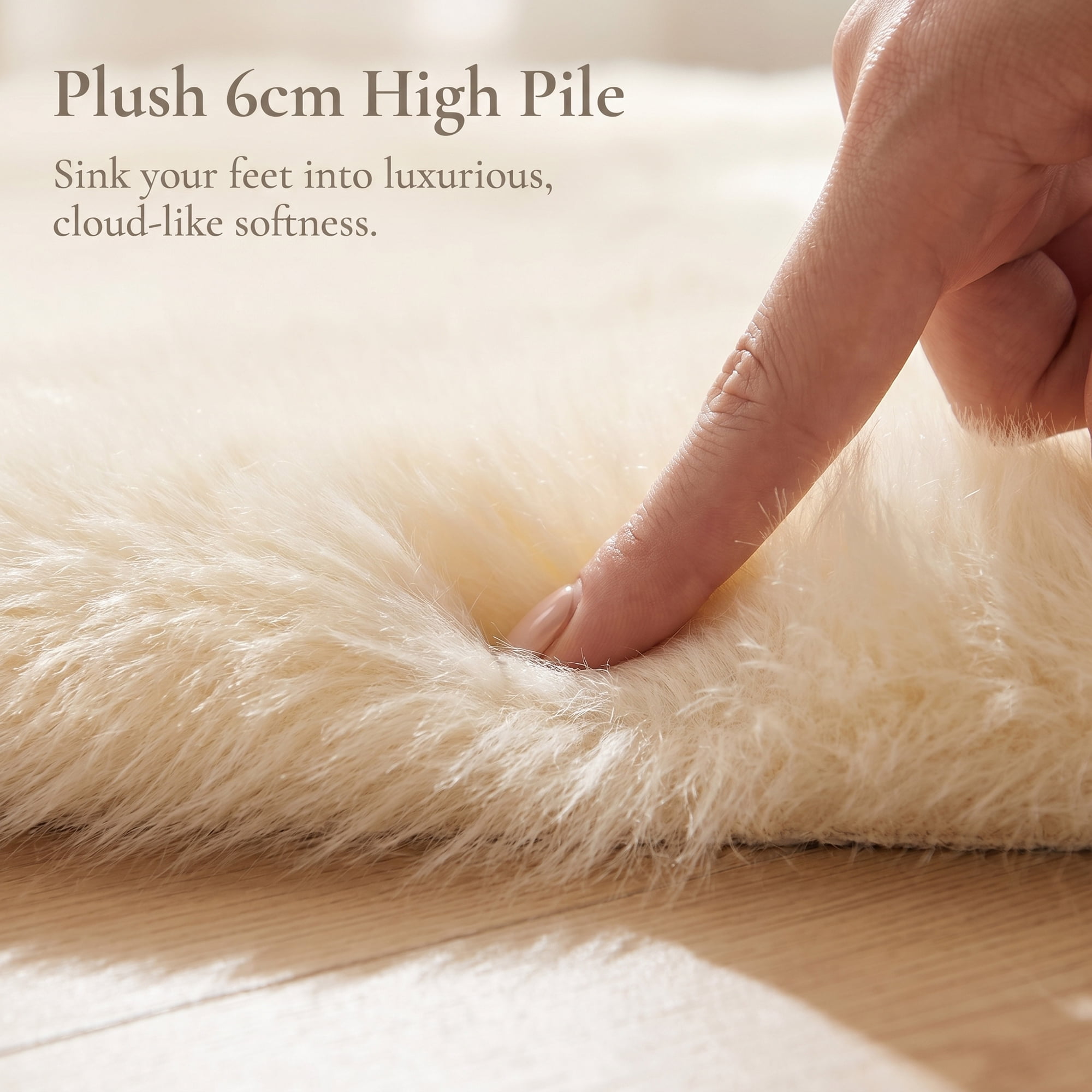 Unique Bargains Shaggy Area Rug Ultra Fluffy Non Slip Fuzzy Carpet 24" x 16" Beige