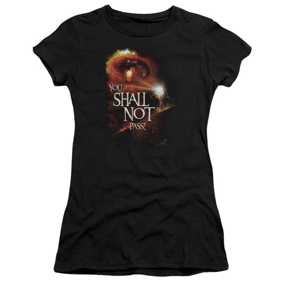 Lord of the Rings You Shall Not Pass S/S Junior Women's T-Shirt Sheer Black