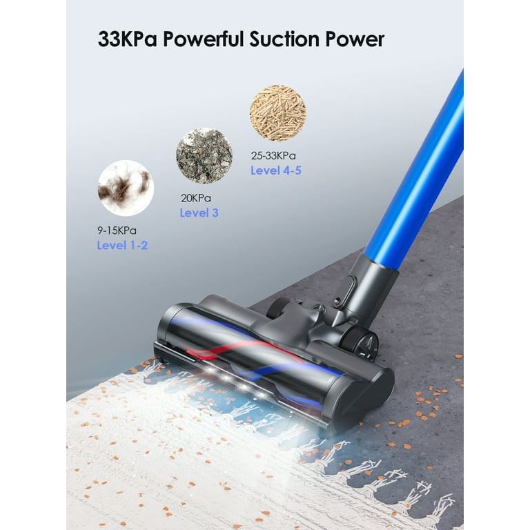 Honiture Cordless Vacuum Cleaner with Stick Lightweight Vacuum Cleaner Touch Screen for Carpet Floor Pet Hair S112, Gray