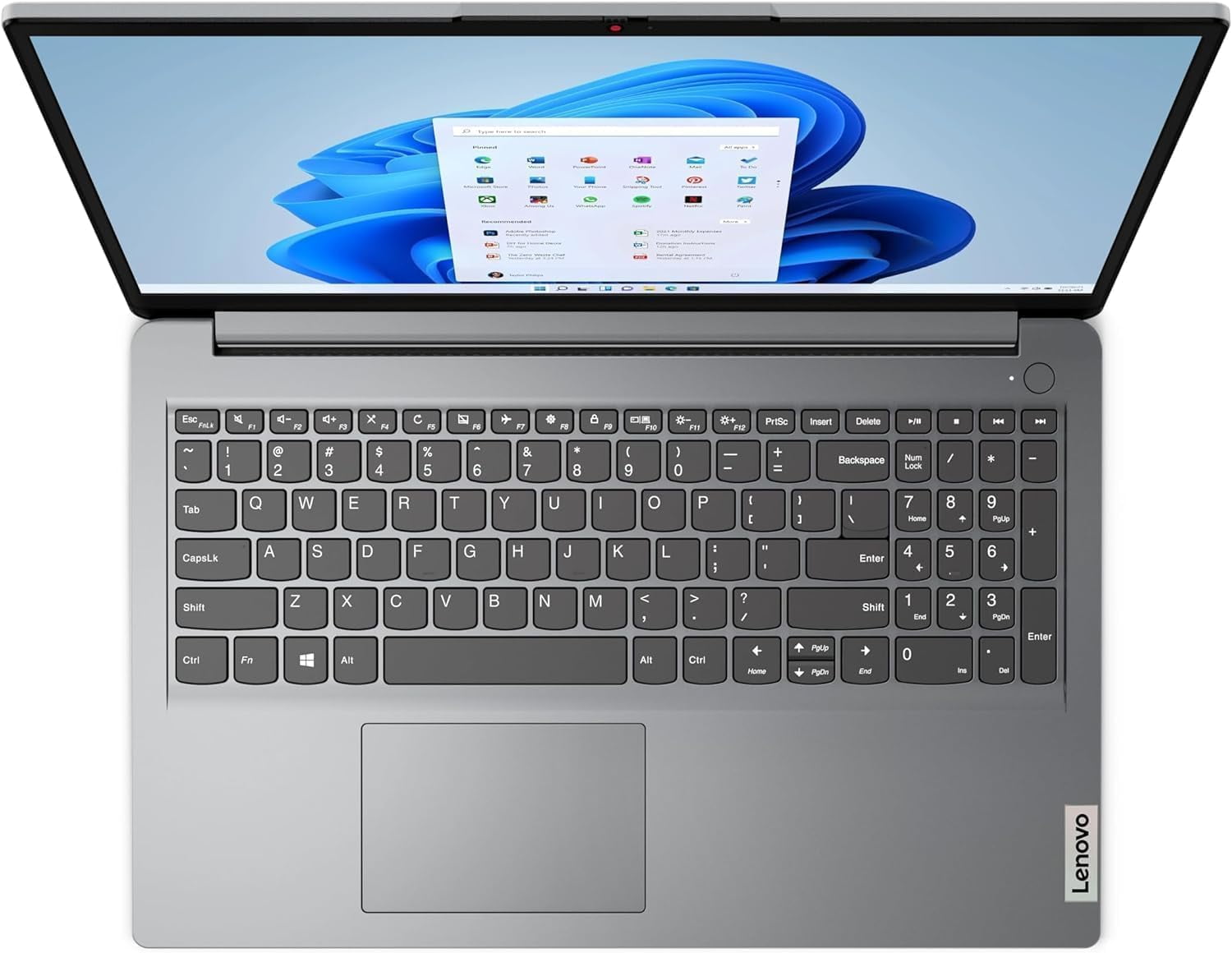 Lenovo IdeaPad 1i Laptop, 15.6" FHD Anti-Glare, Intel Core i5-1235U, 16GB RAM, 1TB SSD, Wi-Fi 6, SD Card Reader, Numeric keypad, Webcam, Bluetooth, Windows 11 Pro, Intel Iris Xe Graphics