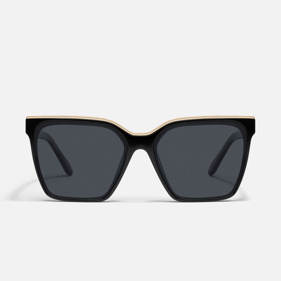 Quay Women's Level Up QW-000636-BLKGLD/SMK Black Square Sunglasses