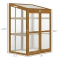 thumbnail image 3 of Outsunny Fir Wood Garden Planter Greenhouse w/ Panels, Shelves, Brown, 3 of 8