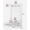 thumbnail image 6 of Hall Tree with Bench and Shoe Storage, Freestanding Coat Rack with 5 Hooks & 10 Adjustable Compartments, for Entryway Mudroom, Cloud White, 6 of 8