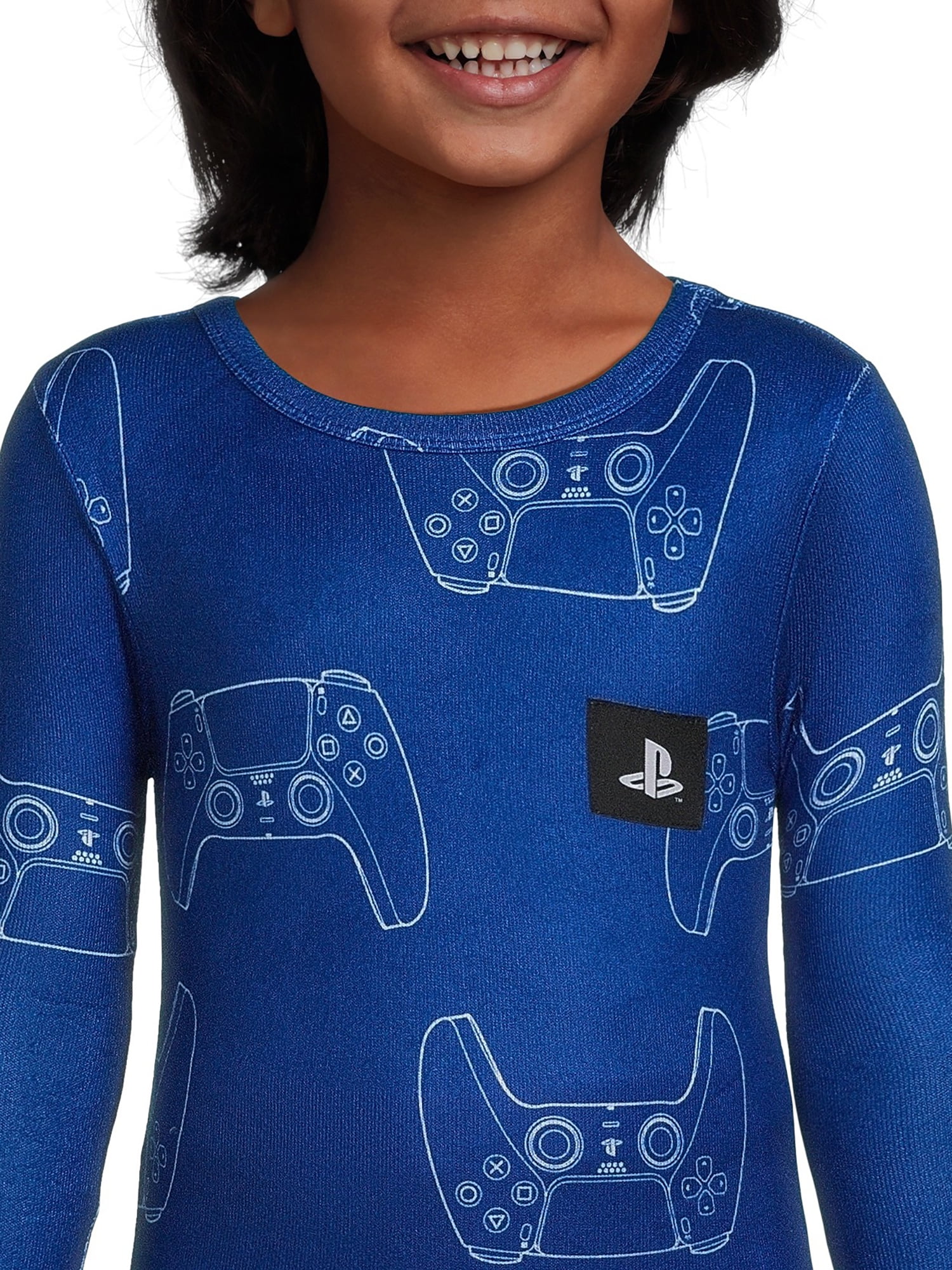 Sony PlayStation Boys Long Sleeve All Over Print 2-Piece Pajama Sleep Set, Sizes 4-10