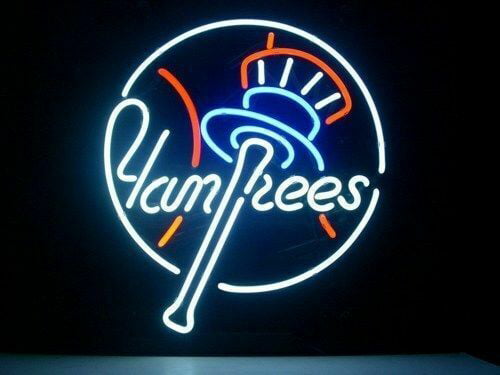 New York Yankees Miller Lite Neon Lamp Sign 20"x16" Bar Light Beer Glass Windows 