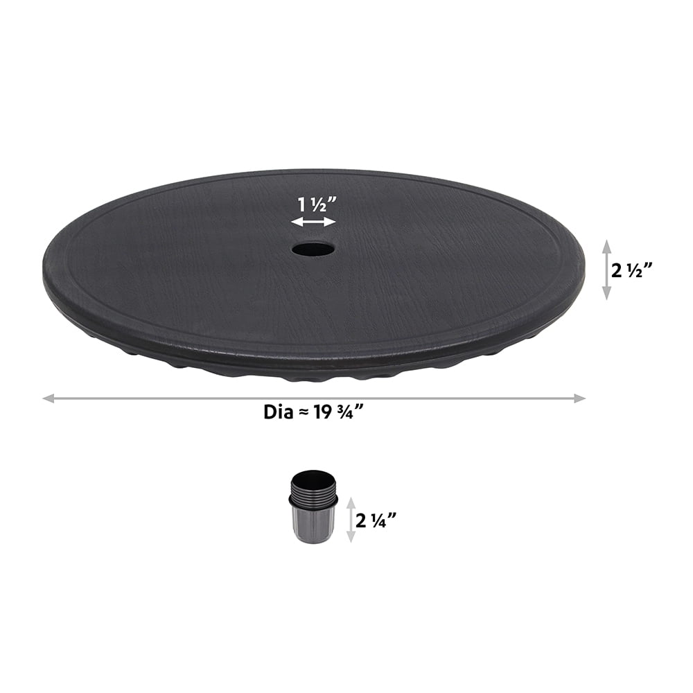 20'' Outdoor Adjustable All Weather Umbrella Table for Beach Patio Garden Poolside Accessory Umbrella Table Top Portable Round Table Fit 38mm (1.5in) Umbrella Pole, Black