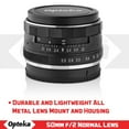 thumbnail image 2 of Opteka 50mm f/2.0 HD MC Manual Focus Prime Lens for Canon EF-M Mount APS-C Digital Cameras, 2 of 11