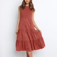 thumbnail image 6 of Women Summer Casual Midi Maxi Dress Boho Sleeveless Smocked A Line Long Dress Comfy Summer Dresses Dresses for Small Women Casual Long Dress for Women Women Work Dresses Ruffle Dress Women Womens, 6 of 7