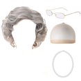 thumbnail image 3 of Peluca de abuela de Halloween con gafas, versátil, para disfraz de abuela mayor, decoración para fiestas, espectáculos de anime, juegos de rol Gris oscuro, 3 of 10