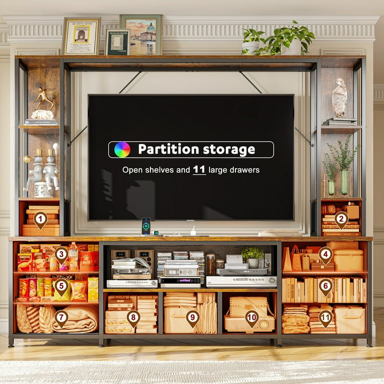 EnHomee Entertainment Wall Unit TV Stands with 11 Fabric EnHomee Entertainment Wall Unit TV Stands with 11 Fabric