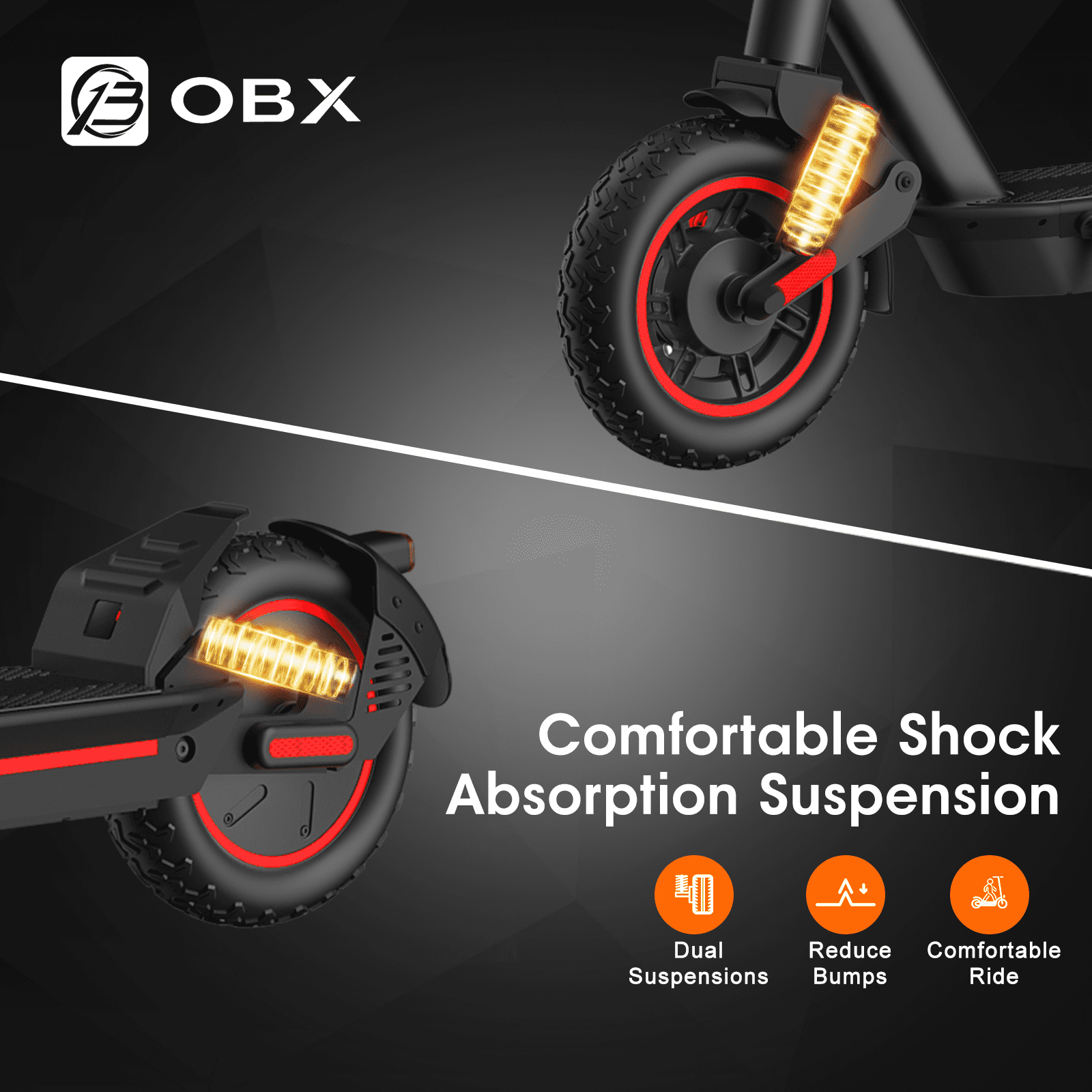 OBX 1200W Smart Electric Scooter for Adults, 30 MPH & 35 Miles Range, 10" Pneumatic Tires, Foldable Off-Road E-Scooter with App Control, Turn Signals,UL Certified