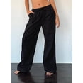 thumbnail image 5 of Biezeib Women's Casual Wide Leg Pants Drawstring Elastic Waist Plaid Print/Solid Color Pants Lounge Trousers, 5 of 6