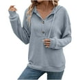 thumbnail image 1 of Sweat à Capuche pour Femmes, Mode Décontractée Couleur Unie Col en V Manches Longues Sweat à Capuche, Sweat pour Femmes, 1 of 8