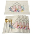 thumbnail image 1 of Binwennn Table Doilies round Easter Bunny Egg Pattern Linen Print Kitchen Dining Room Insulated Decorative Placemat（2）, 1 of 7
