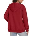 thumbnail image 3 of Women Oversized Hooded Zip Up Cardigan Sweatshirts Long Sleeve Hoodie Casual Lightweight Sweater Fashion Jacket, Red, M, 3 of 7