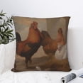 thumbnail image 4 of Fuzoiu Oil Painting Chicken And Duck Print Square Pillow Cover,Hidden Zipper Design,Luxury Square Pillow Case, Throw Pillow,Couch Cushion-26"x26", 4 of 7