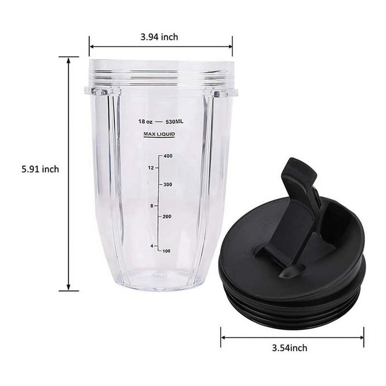 4 Pcs 18Oz Replacement Ninja Blender Cups with Lid for Ninja Auto IQ BL480 BL642 BL450 BL682 BL480, BL490, BL640 BL680