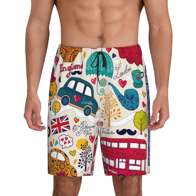 Balery London Symbols Pantalones cortos de pijama de punto de algodón para hombre con cinturilla y bolsillos-XX-Large