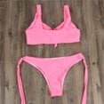 thumbnail image 3 of Conjunto de traje de baño de bikini sexy para mujer con estampado de cuadros y nudo frontal, 3 of 6