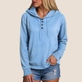 thumbnail image 2 of UngA Women Hoodies Pulllover Long Sleeve Half Button Hoodies Fall Fashion Sweatshirts Hooded Tunic Tops Oversized Hoodie Women (Light Blue,L), 2 of 7