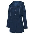 thumbnail image 6 of Duoif Rain Jacket Women, Women's Raincoats with Hood Windbreaker with Belt Lightweight Long Rain Jackets Outdoor Trench Coat Jackets for Women Dark Blue XL, 6 of 7