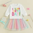 thumbnail image 6 of Jxzom Toddler Baby Girl Birthday Outfits 1-5 Years Birthday Girl Letter Embroidery Long Sleeve A Line Dress Cute Tutu Tulle Birthday Dress, 6 of 10
