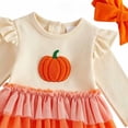 thumbnail image 5 of 6-12 Months Newborn Boys Girls Underwear Pajamas Rompers Little Girl Halloween Pumpkin Ghostly Sequined Long Sleeved Dress With Skirt And Triangular Top Orange Bodysuit Baby Fall Winter Gift, 5 of 7