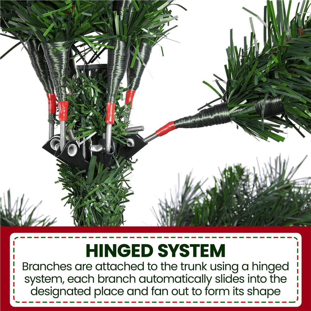 Alden Design 7.5Ft Pre-lit Artificial Christmas Tree with Pinecones & Holly Berries, Green