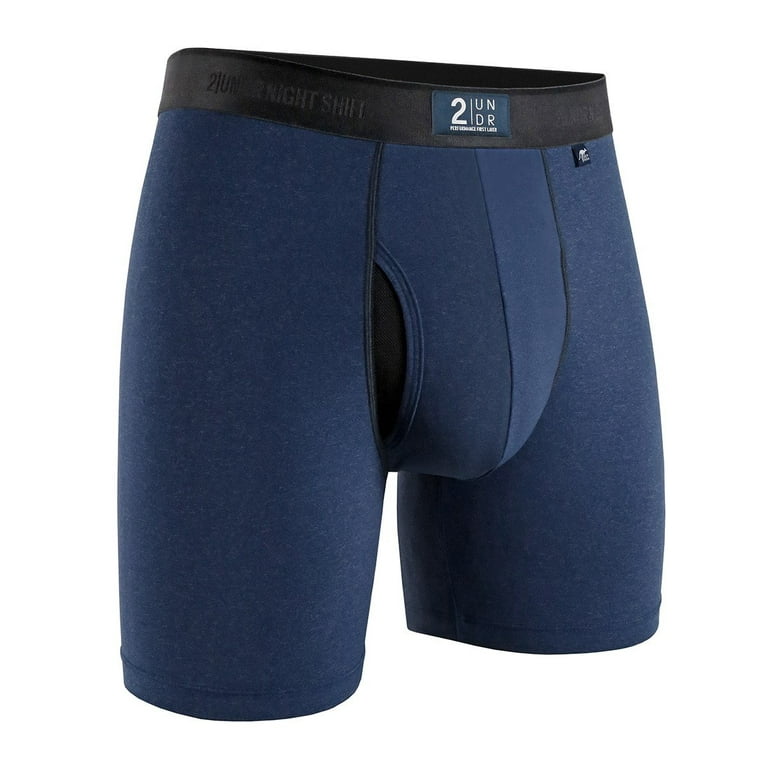 2UNDR Mens Night Shift 6 Boxer Brief Underwear (Navy, X-Small