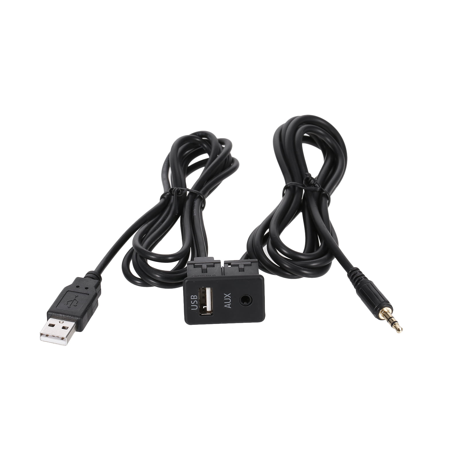 Auto Boat Dash Flush Mount USB 3.5mm Aux Extension Cable Lead Mounting Panel 