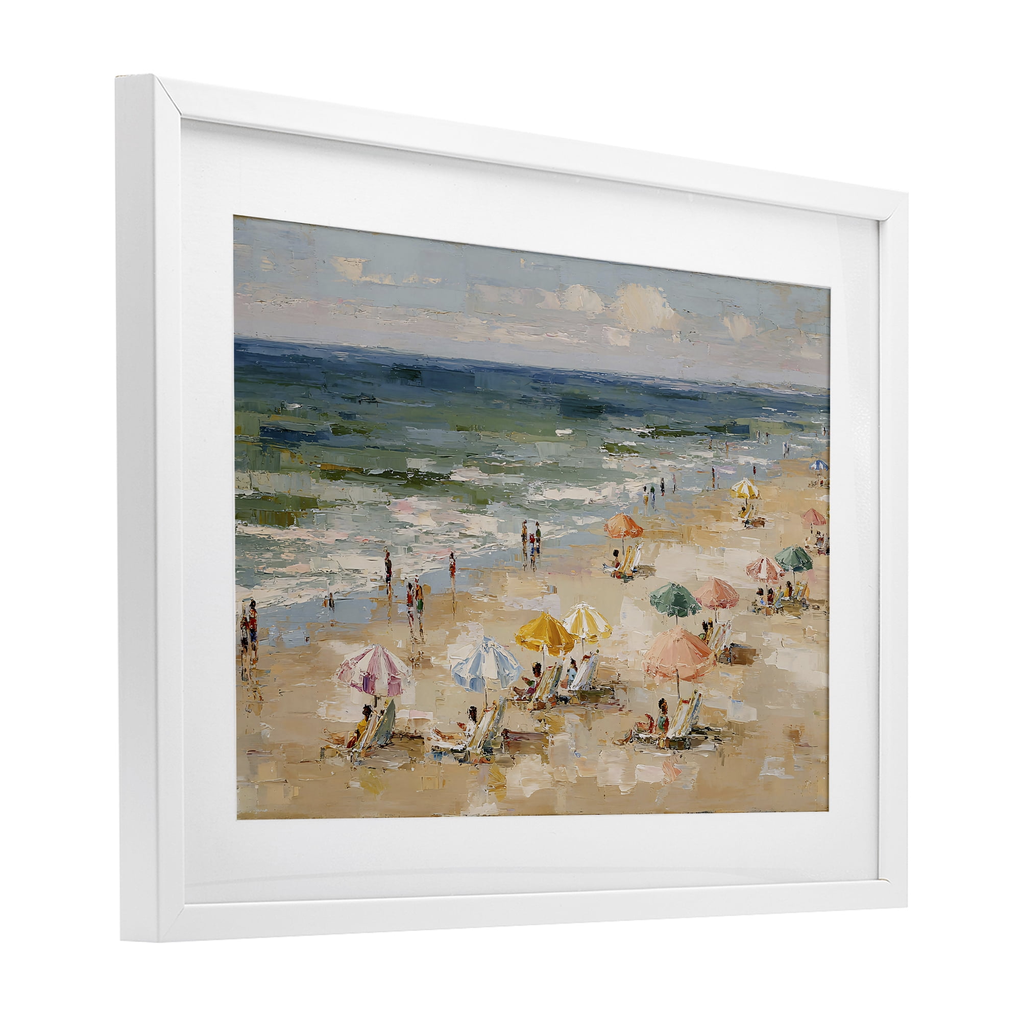 Stupell Industries Impressionist Summer Beach Day White Framed Print Under Glass, design by Jacky Ngan