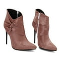 thumbnail image 6 of Dakaela Women's Ankle Boots 4.5 inch Stiletto High Heels Pointed Toe Bowtie Dress Booties Shoes Pink 5.5, 6 of 8
