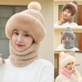 thumbnail image 5 of vnanda Hat Scarf Combo Women's Winter Beanie Hat with Scarf Knitted Windproof Padded Thickened Cycling Integrated Hat Scarf Cold Weather Hat, 5 of 8