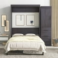 thumbnail image 3 of Newest Full Size Murphy Bed with Wardrobe , Drawers, Storage Bed, can be Folded into a Cabinet, Gray, 3 of 9