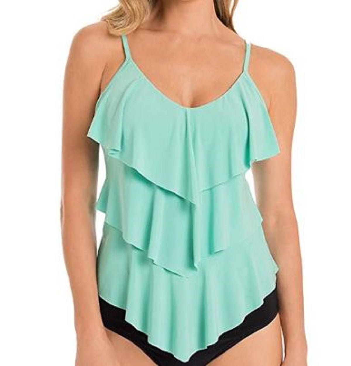 tiered ruffle tankini top