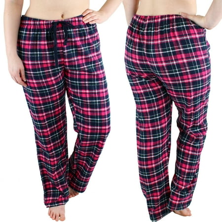 

Comfy Lifestyle Women’s Plaid Pajama Pants Soft and Lightweight Drawstring Lounge Bottoms with Elastic Waistband Black Fuchsia FL05 Small