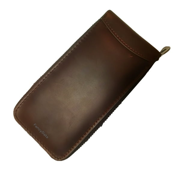 FancyDate Watch pouches, Portable Travel Watch Genuine Leather Pouch,  for Couple Watches, Brown