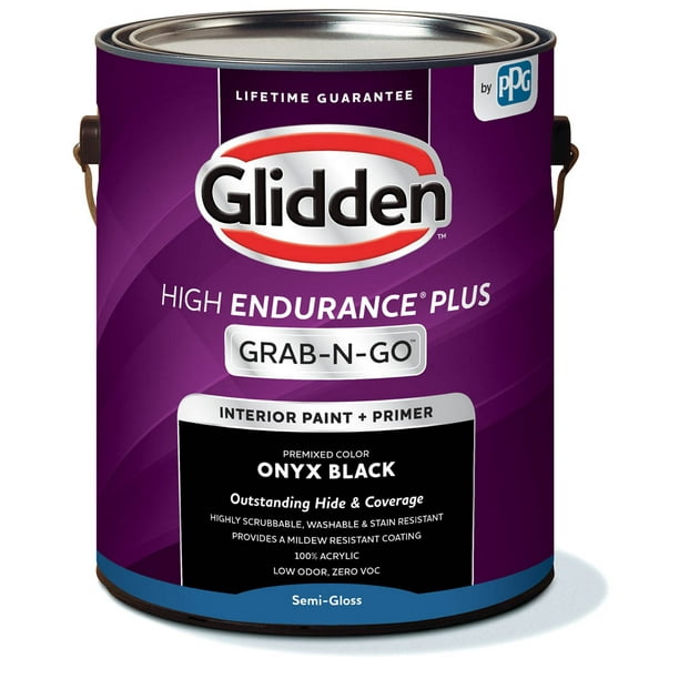 Glidden High Endurance Plus Grab N Go Interior Paint Primer Onyx Black 1 Gal Semi Gloss Walmart Com Walmart Com