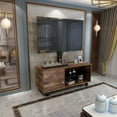 thumbnail image 3 of Rustic Brown TV Console with push-to-open Storage Cabinet for TV up to 65in Wood &glass TV Stand for Living Room Bedroom, 3 of 9